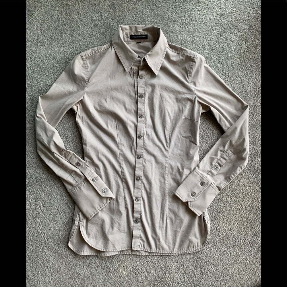 Express Design Studio Gray Button Down - image 1